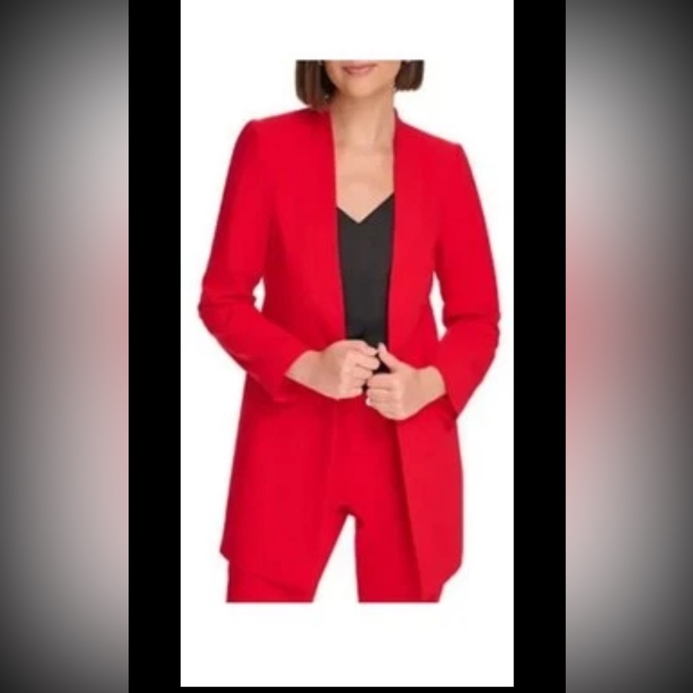 Lafayette 148 MIRANDA FINESSE CREPE OPEN JACKET IN RED CURRANT sz 8